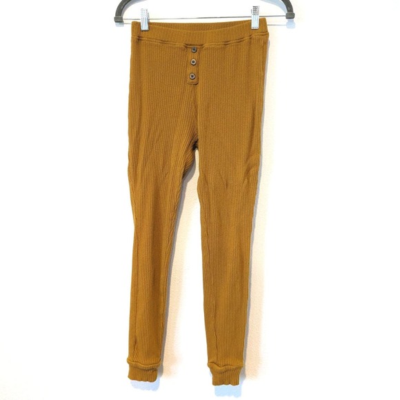 Madewell Ribbed Knit Slim Pajama Pants Golden Yellow - Picture 3 of 9